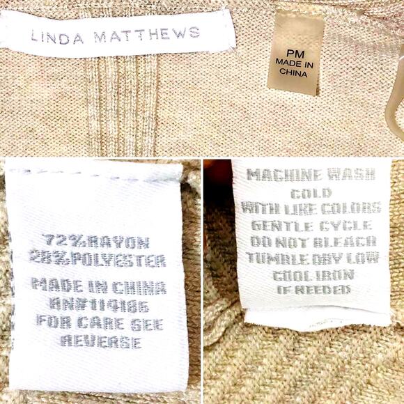 Linda Matthews Open Front Champagne Sweater P/M - Picture 3 of 4